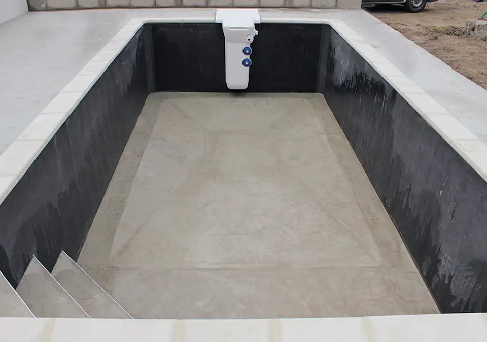 Poolkonstruktion des Desjoyaux Systems