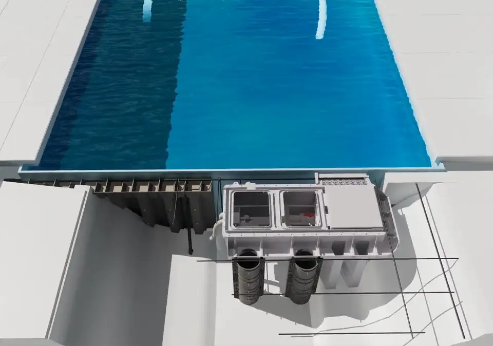 Poolfilter direkt am Swimmingpool